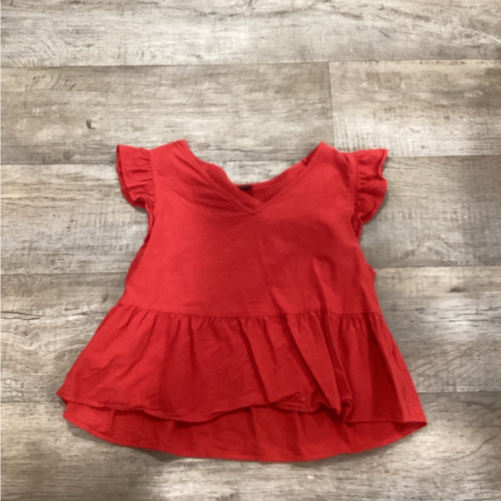 SHEIN Vibrant Red Ruffle Sleeve Blouse